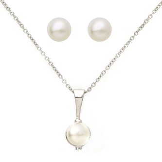 JILCO -  White Pearl Necklace & Earring Set